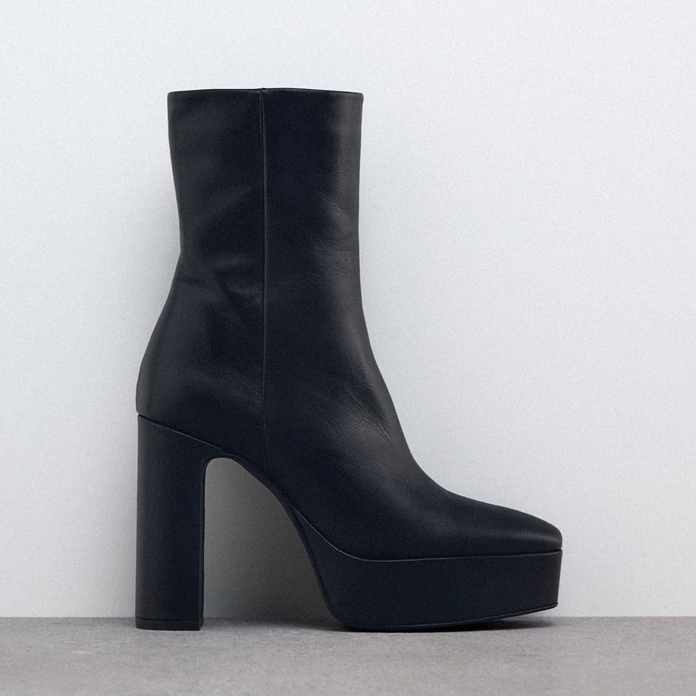 Leather Platform Ankle Boots